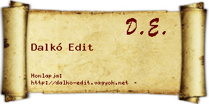 Dalkó Edit névjegykártya